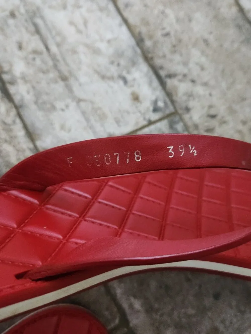 Chanel Red Quilted Flat Thong Sandals
